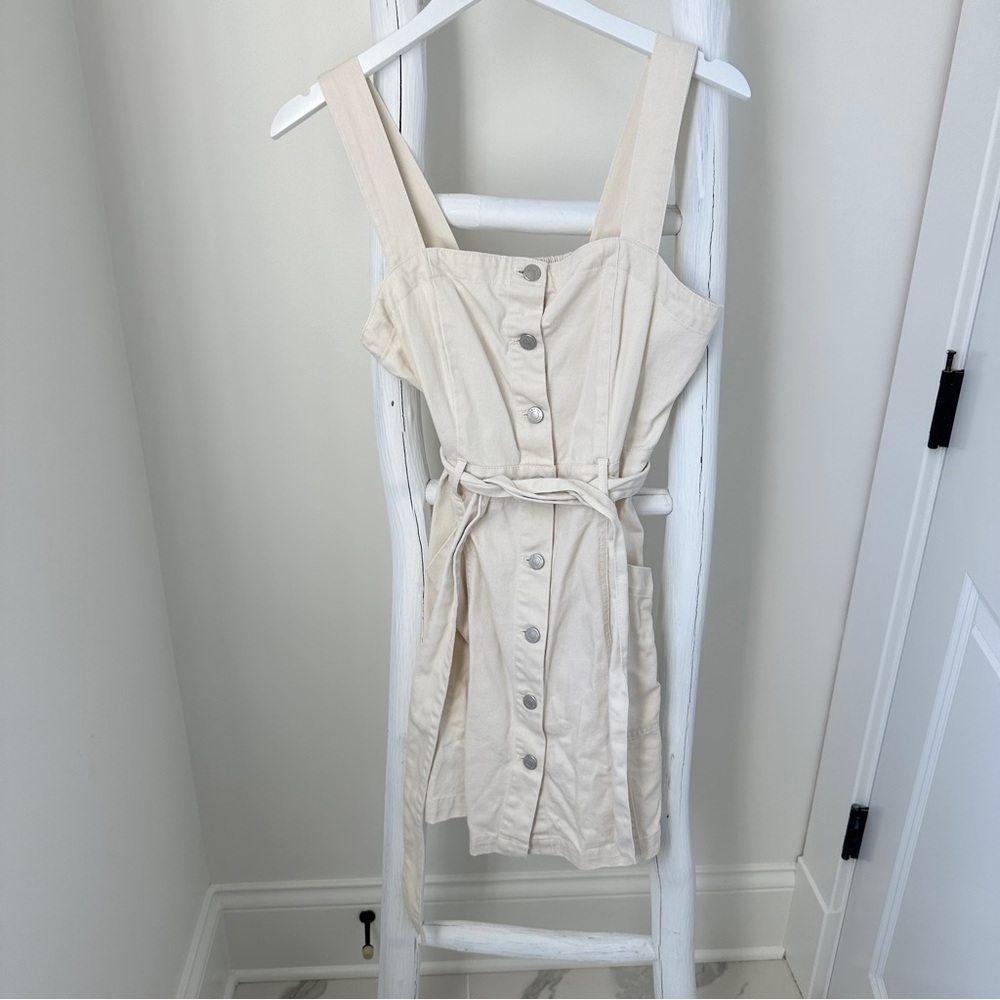 Habitual Cream Denim Sleeveless Buttoned Sundress Size Small - Picture 2 of 15